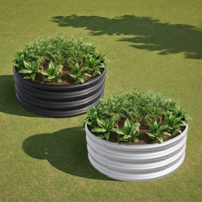 2PCS Tall Round Raised Garedn Bed,Metal Raised Beds For Vegetables, Outdoor Garden Raised Planter Box, Patio Planter Raised Beds For Flowers, Herbs, Fruits Black