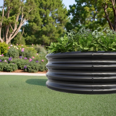 2PCS Tall Round Raised Garedn Bed,Metal Raised Beds For Vegetables, Outdoor Garden Raised Planter Box, Patio Planter Raised Beds For Flowers, Herbs, Fruits Black