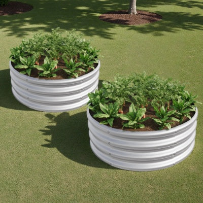 2PCS Tall Round Raised Garedn Bed,Metal Raised Beds For Vegetables, Outdoor Garden Raised Planter Box, Patio Planter Raised Beds For Flowers, Herbs, Fruits Black