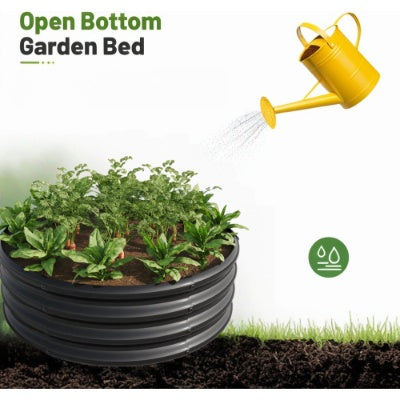 2PCS Tall Round Raised Garedn Bed,Metal Raised Beds For Vegetables, Outdoor Garden Raised Planter Box, Patio Planter Raised Beds For Flowers, Herbs, Fruits Black