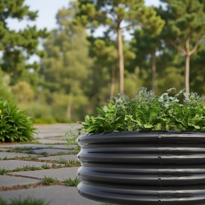 2PCS Tall Round Raised Garedn Bed,Metal Raised Beds For Vegetables, Outdoor Garden Raised Planter Box, Patio Planter Raised Beds For Flowers, Herbs, Fruits Black