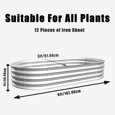 2Pcs 6x3x1ft Raised Garden Bed Kit, Galvanized Planter Raised Garden Beds For Outdoor For Vegetables,Flowers &Herbs, Heavy Duty, Rust-Resistant, Easy Assembly