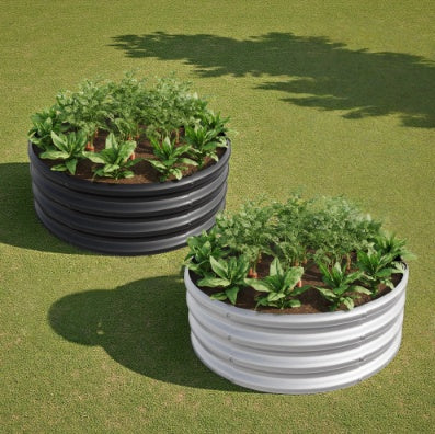 2PCS Tall Round Raised Garedn Bed,Metal Raised Beds For Vegetables, Outdoor Garden Raised Planter Box, Patio Planter Raised Beds For Flowers, Herbs, Fruits Black